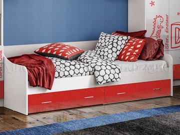 Кровать подростковая Алфавит (Красный) с ящиками в Смоленске