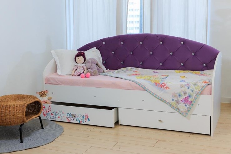 Кровать детская односпальная Эльза без бортика, Фиолетовый (латы) в Смоленске - изображение 5