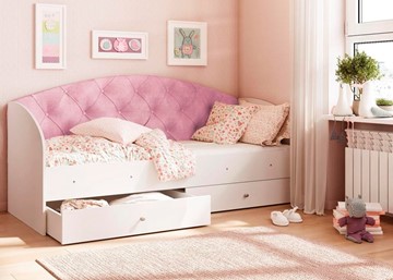 Детская кровать односпальная Эльза без бортика, Розовый (латы) в Смоленске