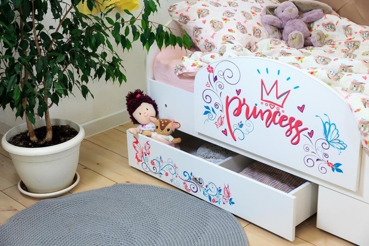 Детская кровать с ящиками Эльза с бортиком, Фиолетовый (латы) в Смоленске - изображение 8