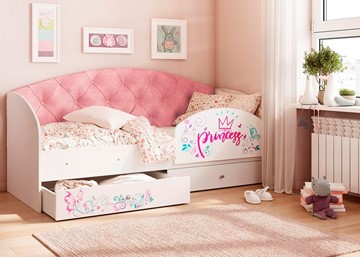 Кровать детская односпальная Эльза с бортиком, Розовый (латы) в Смоленске