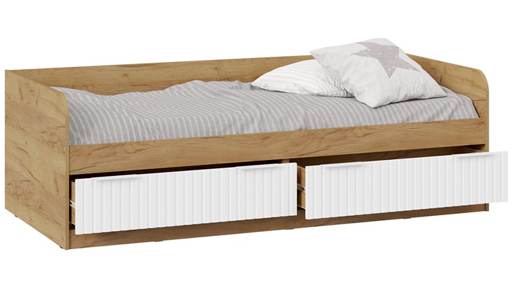 Кроватка Хилтон Тип 1 900 (Дуб Крафт Золотой/Белый матовый) в Смоленске - изображение 1