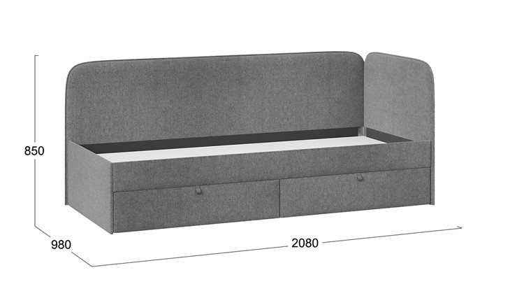 Подростковая кровать Молли тип 1 (90), Микровелюр Scandi Graphite 22 в Смоленске - изображение 3