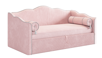 Кровать в детскую с подъемным механизмом Лея (Софа) 90х200 (нежно-розовый (велюр)/галька (велюр)) в Смоленске