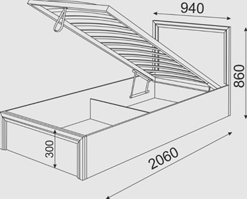Кровать с подъемным механизмом Остин М22 в Смоленске - предосмотр 2