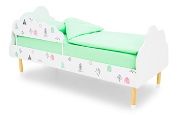 Кроватка Stumpa Облако "Домики розовый, бирюзовый" в Смоленске