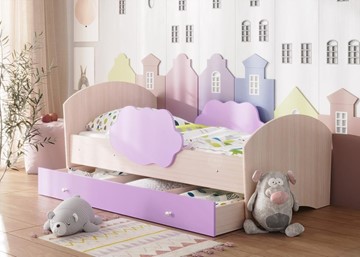 Детская кровать Тучка с ящиком, корпус Дуб млечный, фасад Ирис в Смоленске
