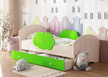 Кровать детская Тучка с ящиком, корпус Дуб млечный, фасад Лайм в Смоленске