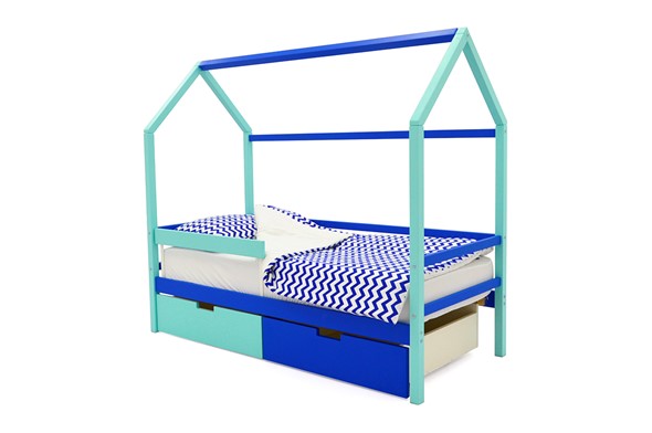 Кровать-домик в детскую Svogen синий-мятный в Смоленске - изображение