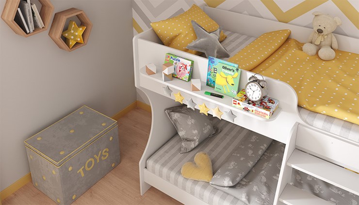 Кровать двухъярусная POLINI Kids Dream 1500 Белый в Смоленске - изображение 3