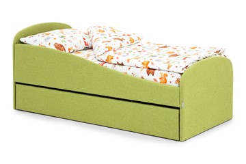 Мягкая кровать с ящиком Letmo авокадо (рогожка) в Смоленске