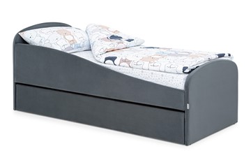 Кровать в детскую с ящиком Letmo графит (велюр) в Смоленске - предосмотр