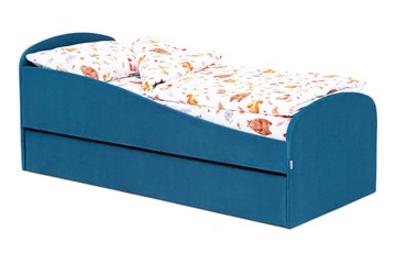 Мягкая кровать с ящиком Letmo морской (велюр) в Смоленске