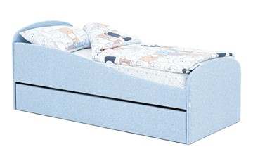 Кровать в детскую с ящиком Letmo небесный (рогожка) в Смоленске - предосмотр