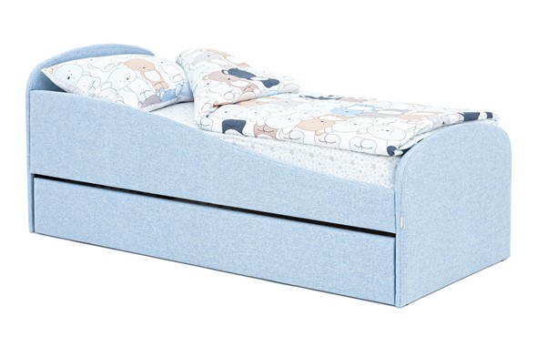 Кровать в детскую с ящиком Letmo небесный (рогожка) в Смоленске - изображение