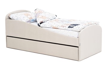 Мягкая кровать с ящиком Letmo ванильный (велюр) в Смоленске