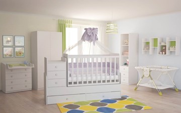 Кровать для новорожденных с комодом POLINI Kids Simple 1100 Белый в Смоленске - предосмотр 4