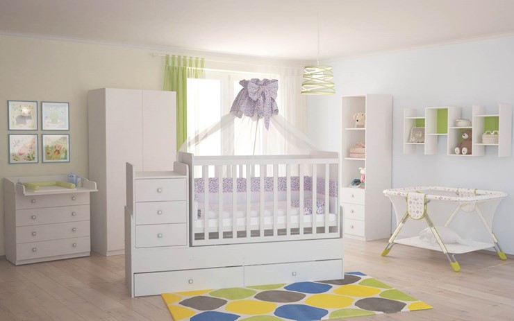 Кровать для новорожденных с комодом POLINI Kids Simple 1100 Белый в Смоленске - изображение 4