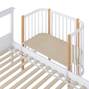 Кроватка детская приставная POLINI Kids Simple 105 Белый / Бук в Смоленске - предосмотр 3