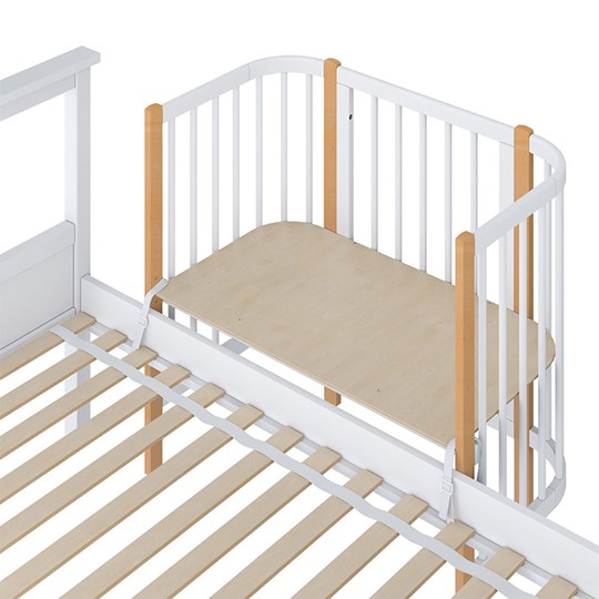 Кроватка детская приставная POLINI Kids Simple 105 Белый / Бук в Смоленске - изображение 3