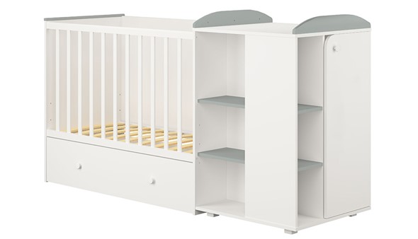 Детская кровать-трансформер с комодом POLINI Kids Ameli 800 Белый / Серый, серия AMELI в Смоленске - изображение