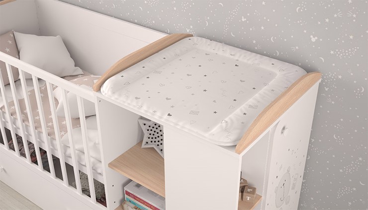 Многофункциональная кровать с комодом POLINI Kids French 800 TEDDY Белый / Дуб пастельный в Смоленске - изображение 6