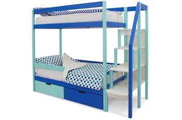 Детская двухъярусная кровать Svogen мятный-синий в Смоленске