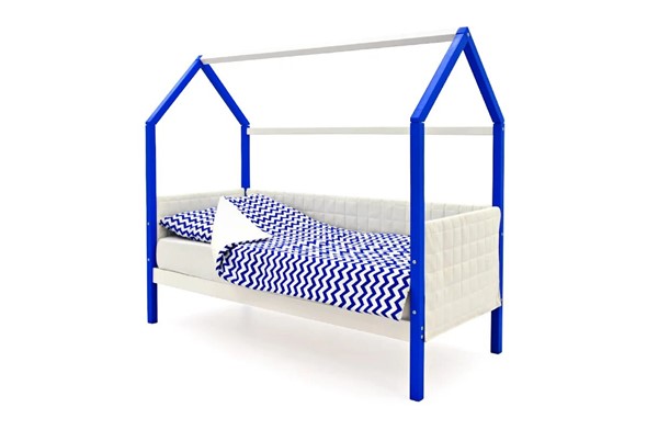 Кровать-домик в детскую «Svogen сине-белый» мягкая в Смоленске - изображение