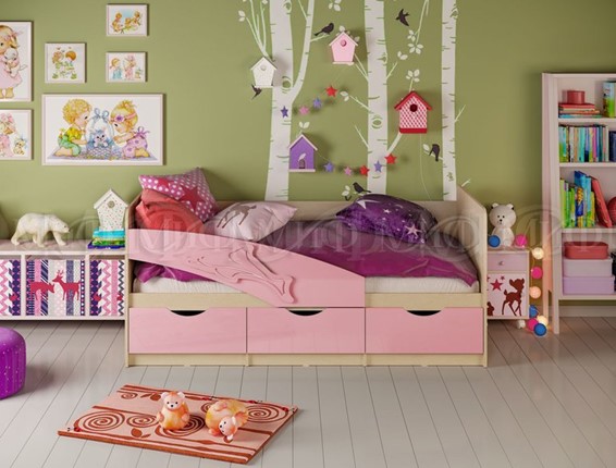Кровать в детскую Дельфин, Розовый глянец 80х200 в Смоленске - изображение