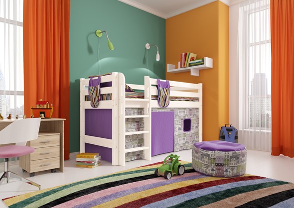 Детская кровать-чердак Соня, Вариант 11 Белый в Смоленске - изображение