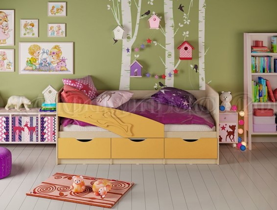 Кровать детская Дельфин, Желтый матовый 80х160 в Смоленске - изображение