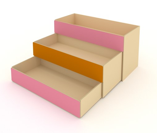 Детская кровать 3-х уровневая КД-3, Беж + Розовый + Оранжевый в Смоленске - изображение