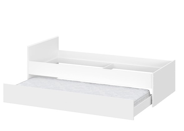 Выкатная кровать для детей Токио, белый текстурный (одинарная (0,9х2,0) + выкатная) в Смоленске - изображение