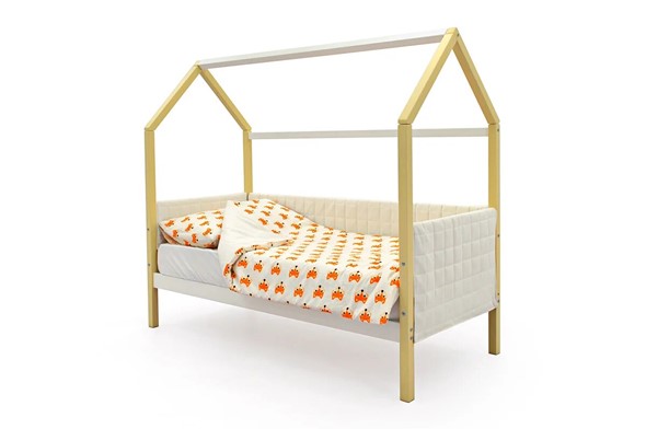 Кровать-домик «Svogen бежево-белый» мягкая в Смоленске - изображение