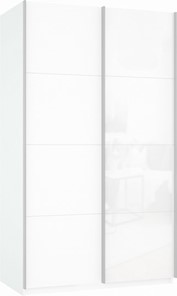 Шкаф Прайм (ДСП/Белое стекло) 1600x570x2300, белый снег в Смоленске - предосмотр