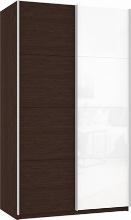 Шкаф Прайм (ДСП/Белое стекло) 1400x570x2300, венге в Смоленске - изображение