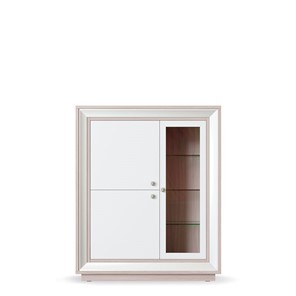 шкаф 3-х дверный (1 стеклодверь) низкий Прато 1179, Ясень светлый \ жемчуг в Смоленске