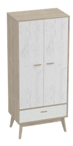 Шкаф для одежды Калгари, Дуб натуральный светлый/Белый матовый в Смоленске - предосмотр