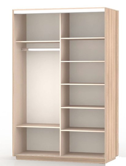 Шкаф 2-створчатый Экспресс (ДСП/Зеркало), со стеллажом, 1900х600х2400, шимо светлый в Смоленске - изображение 1