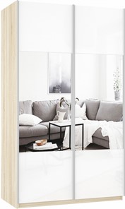 Шкаф 2-х дверный Прайм (Зеркало/Белое стекло) 1200x570x2300, дуб сонома в Смоленске - предосмотр 2
