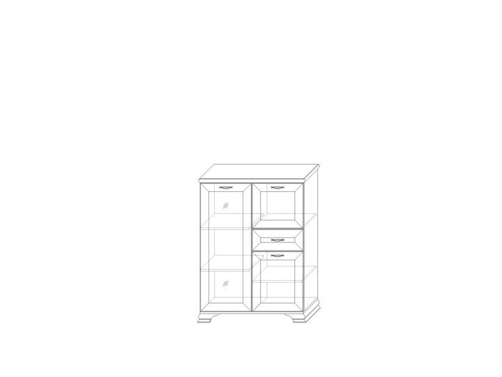 Шкаф низкий  (1 стеклодверь) Сиена, Бодега белый / патина золото в Смоленске - изображение 1