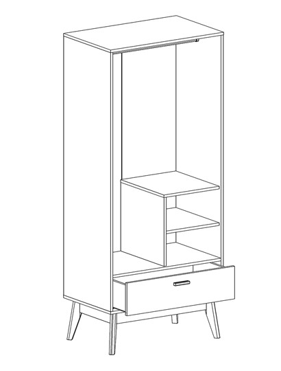 Шкаф для одежды Калгари, Дуб натуральный светлый/Белый матовый в Смоленске - изображение 1
