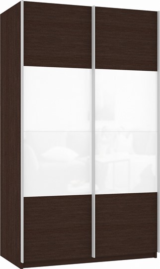 Шкаф Прайм (ДСП/Белое стекло) 1400x570x2300, венге в Смоленске - изображение 2