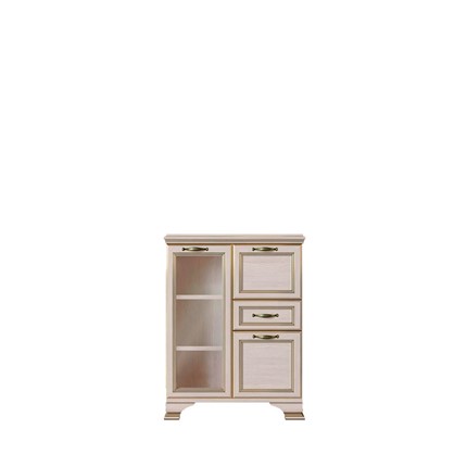 Шкаф низкий  (1 стеклодверь) Сиена, Бодега белый / патина золото в Смоленске - изображение