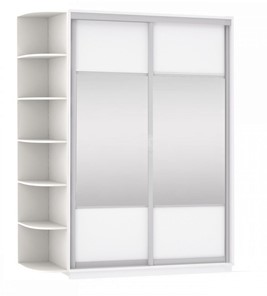 Шкаф 2-дверный Экспресс (Комби), со стеллажом 1500x600x2400, белый снег в Смоленске