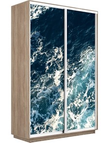 Шкаф 2-створчатый Экспресс 1400x600x2400, Морские волны/дуб сонома в Смоленске