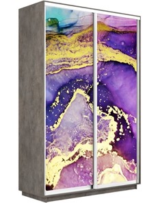 Шкаф Экспресс 1600x600x2200, Абстракция фиолетово-золотая/бетон в Смоленске