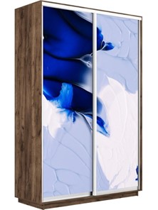 Шкаф Экспресс 1600x600x2400, Абстракция бело-голубая/дуб табачный в Смоленске
