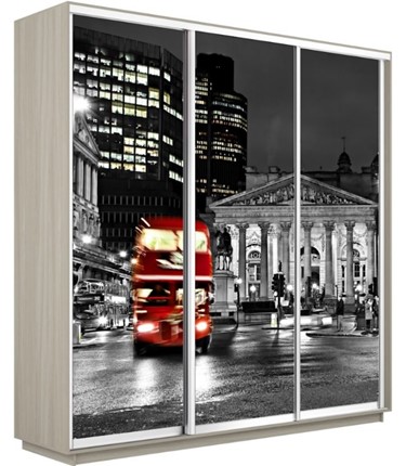 Шкаф 3-дверный Экспресс 2100х600х2200, Ночной Лондон/шимо светлый в Смоленске - изображение