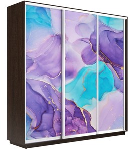 Шкаф 3-дверный Экспресс 2400х600х2200, Абстракция фиолетовая/венге в Смоленске